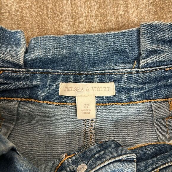 Chelsea & Violet Cuffed Hem Tie Waist Bow Pleated Denim Jean Shorts Women 27 - Picture 6 of 8
